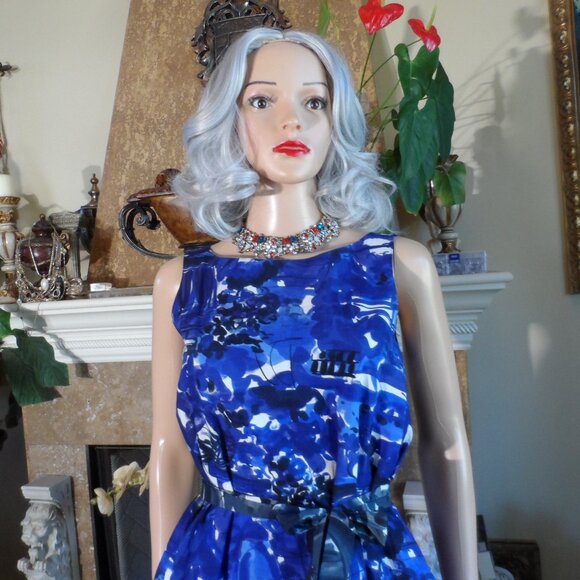 Marni Blue Abstract Print Sleeveless Cotton Dress Size IT 38- US 2 - Picture 5 of 16